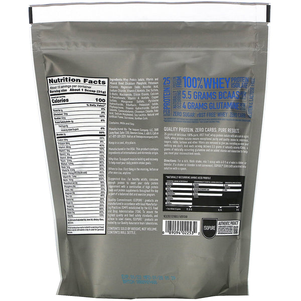 Isopure, Zero Carb, Protein Powder, Creamy Vanilla, 1 lb (454 g) - The Supplement Shop