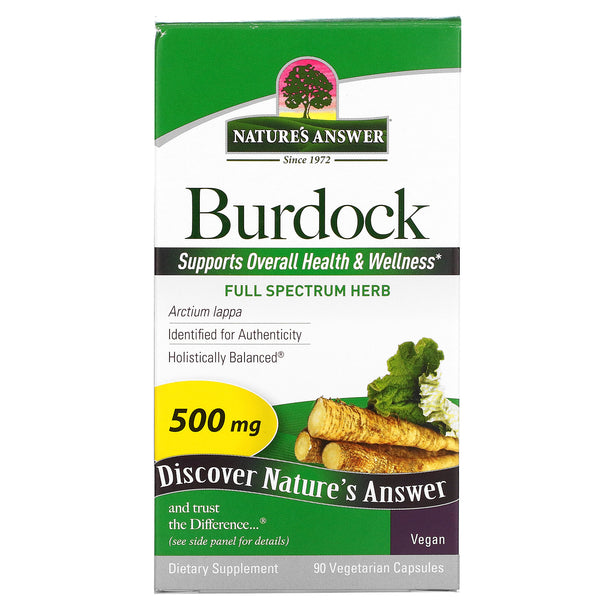 Nature's Answer, Burdock, Full Spectrum Herb, 500 mg, 90 Vegetarian Capsules - The Supplement Shop
