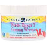 Nordic Naturals, Nordic Omega-3 Gummy Worms, Strawberry Gummy, 63 mg, 30 Gummy Worms - The Supplement Shop