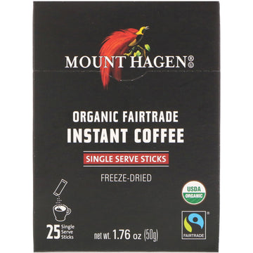 Mount Hagen, Organic Fairtrade Instant Coffee, 25 Single Serve Sticks, 1.76 oz (50 g)