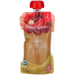 Happy Family Organics, Organic Baby Food, Stage 2, Clearly Crafted, 6+ Months, Bananas, Raspberries & Oats, 4 oz (113 g) - The Supplement Shop
