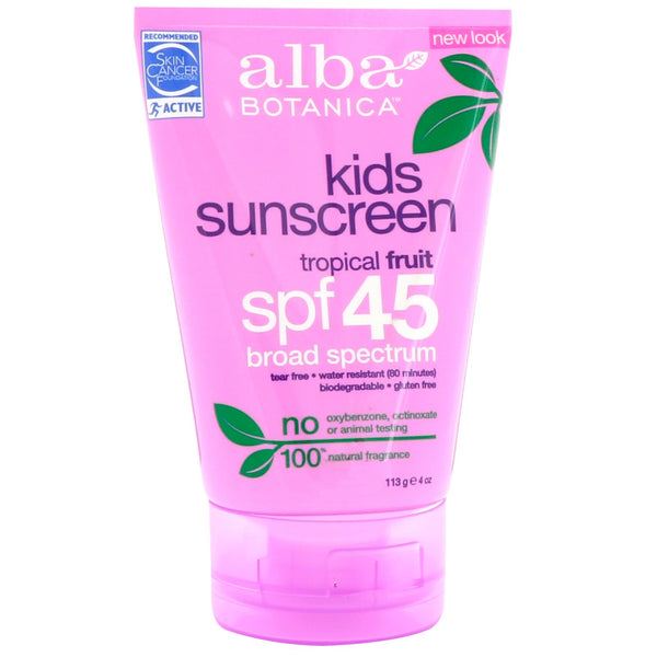 Alba Botanica, Kids Sunscreen, Tropical Fruit, SPF 45, 4 oz (113 g) - The Supplement Shop