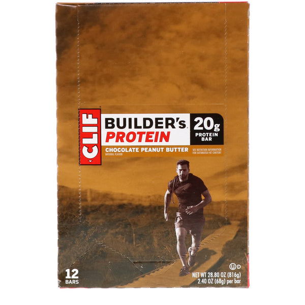 Clif Bar, Builder's Protein Bar, Chocolate Peanut Butter, 12 Bars, 2.4 oz (68 g) Each - The Supplement Shop