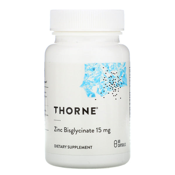 Thorne Research, Zinc Bisglycinate, 15 mg, 60 Capsules - The Supplement Shop