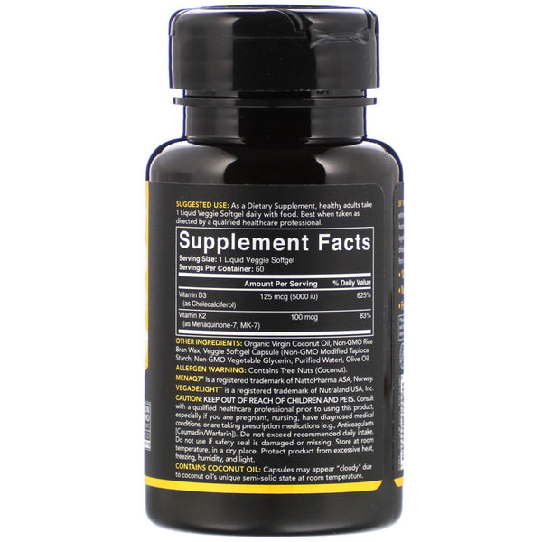Sports Research, Vitamin K2 + D3, 60 Veggie Softgels - The Supplement Shop