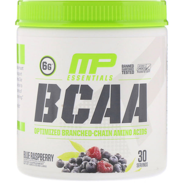 MusclePharm, Essentials, BCAA, Blue Raspberry, 0.50 lbs (225 g) - The Supplement Shop