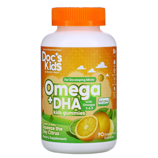 Doctor's Best, Omega + DHA Kids Gummies, Citrus, 90 Gelatin-Free Gummies - The Supplement Shop