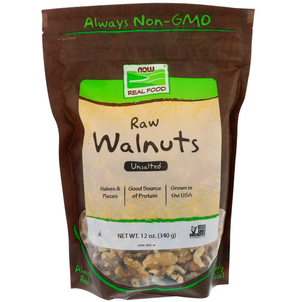 Now Foods, Real Food, Raw Walnuts, Unsalted, 12 oz (340 g) - The Supplement Shop