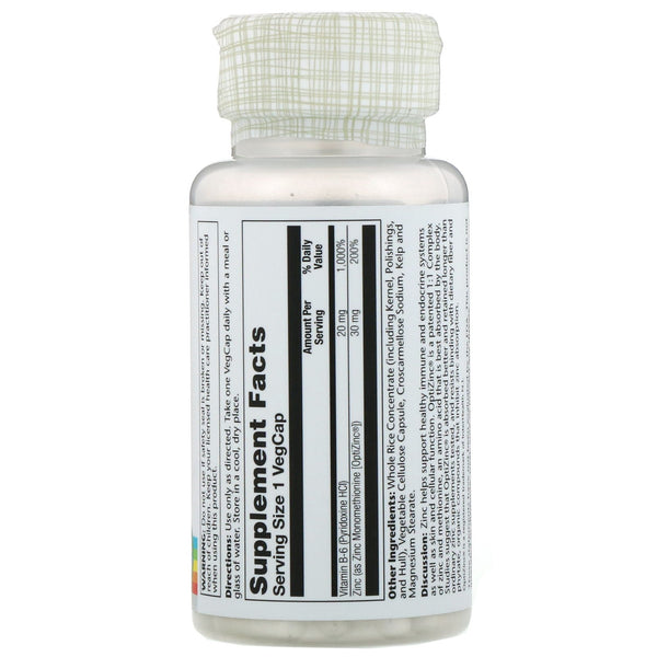 Solaray, OptiZinc, 30 mg, 60 VegCaps - The Supplement Shop