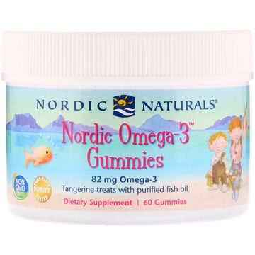 Nordic Naturals, Nordic Omega-3 Gummies, Tangerine Treats, 82 mg, 60 Gummies