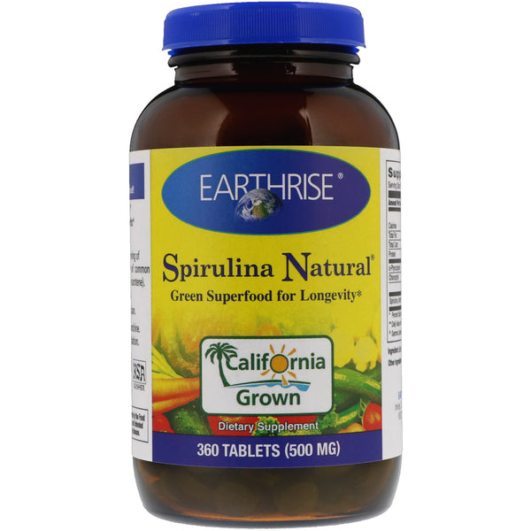 Earthrise, Spirulina Natural, 500 mg, 360 Tablets - The Supplement Shop
