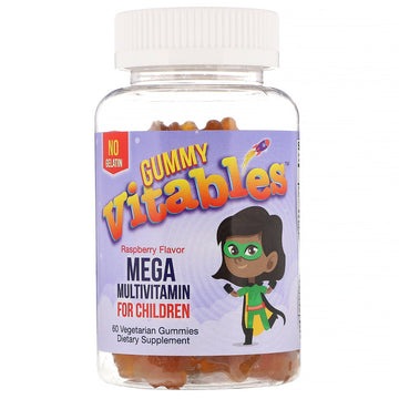 Vitables, Gummy Mega Multivitamin for Children, No Gelatin, Raspberry Flavor, 60 Vegetarian Gummies