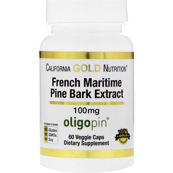 California Gold Nutrition, French Maritime Pine Bark Extract, Oligopin, Antioxidant Polyphenol, 100 mg, 60 Veggie Caps - The Supplement Shop