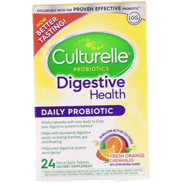 Culturelle, Probiotics, Digestive Health, Daily Probiotic, Orange, 24 Once Daily Tablets