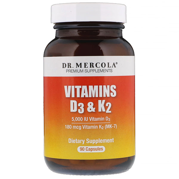 Dr. Mercola, Vitamins D3 & K2, 90 Capsules - The Supplement Shop