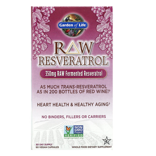 Garden of Life, RAW Resveratrol, 350 mg, 60 Vegan Capsules - The Supplement Shop