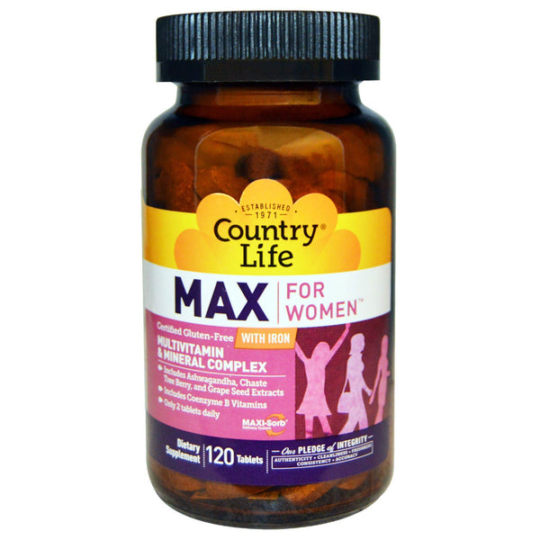 Country Life, Max for Women, Multivitamin & Mineral Complex with Iron, 120 Tablets - The Supplement Shop