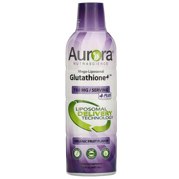 Aurora Nutrascience, Mega-Liposomal Glutathione+, Plus Vitamin C, Organic Fruit Flavor, 750 mg, 16 fl oz (480 ml)