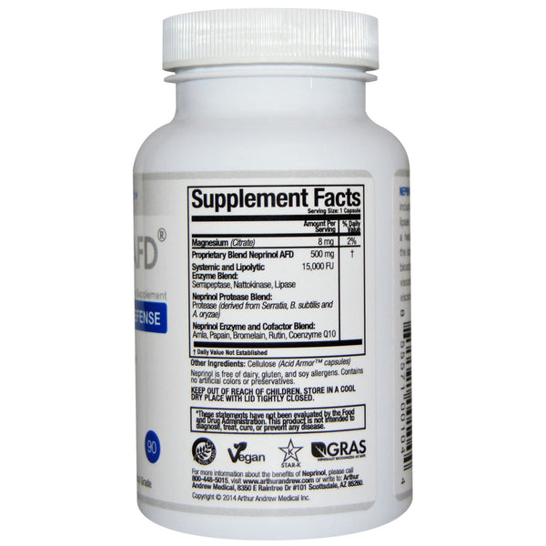 Arthur Andrew Medical, Neprinol AFD, Advanced Fibrin Defense, 500 mg, 90 Capsules - The Supplement Shop