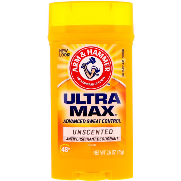 Arm & Hammer, UltraMax, Solid Antiperspirant Deodorant, for Men, Unscented, 2.6 oz (73 g) - The Supplement Shop