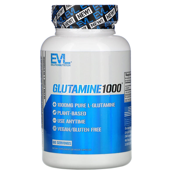 EVLution Nutrition, Glutamine1000, 1,000 mg, 120 Veggie Capsules - The Supplement Shop