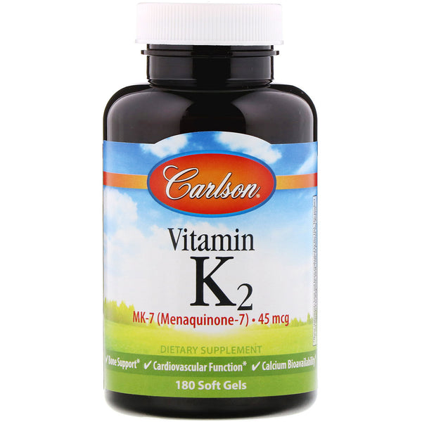 Carlson Labs, Vitamin K2 MK-7 (Menaquinone-7), 45 mcg, 180 Soft Gels - The Supplement Shop