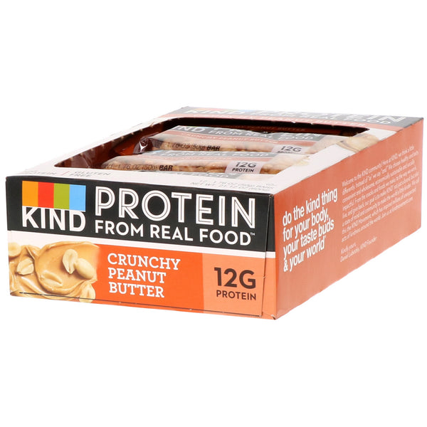 KIND Bars, Protein Bars, Crunchy Peanut Butter, 12 Bars, 1.76 oz (50 g) Each - The Supplement Shop