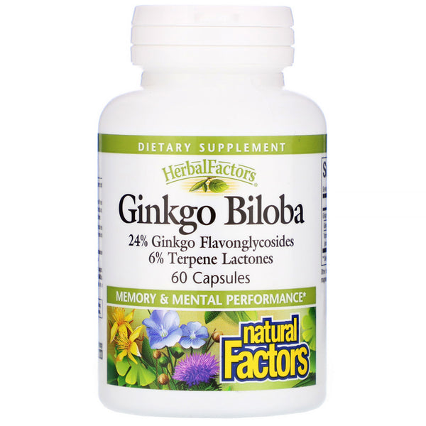 Natural Factors, Ginkgo Biloba, 60 Capsules - The Supplement Shop