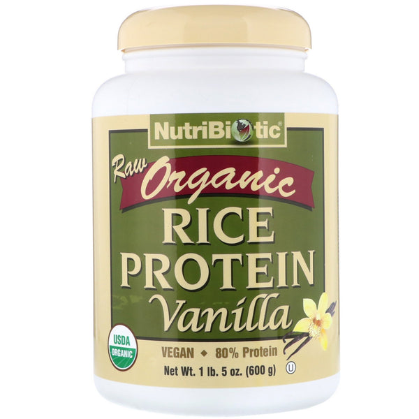 NutriBiotic, Raw Organic Rice Protein, Vanilla, 1.3 lbs (600 g) - The Supplement Shop