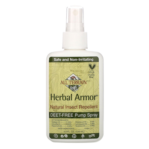 All Terrain, Herbal Armor, Natural Insect Repellent Deet-Free Pump Spray, 4 fl oz (120 ml) - The Supplement Shop