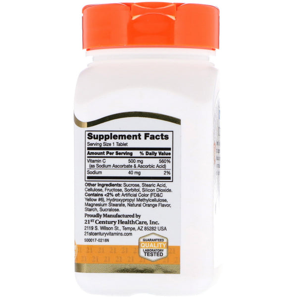 21st Century, Chewable C, 500 mg, 110 Orange Flavored Tablets - The Supplement Shop