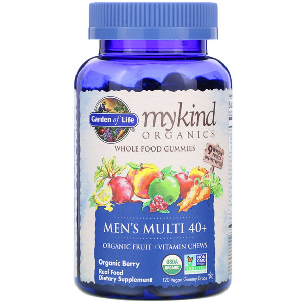 Garden of Life, MyKind Organics, Men's Multi 40+, Organic Berry, 120 Vegan Gummy Drops - The Supplement Shop