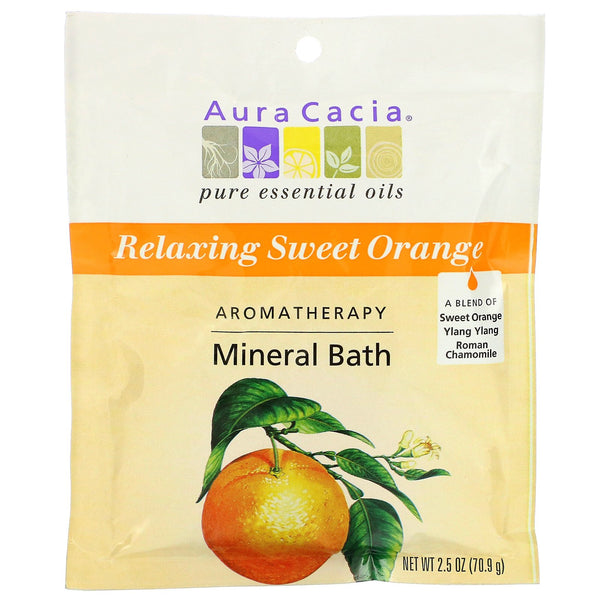 Aura Cacia, Aromatherapy Mineral Bath, Relaxing Sweet Orange, 2.5 oz (70.9 g) - The Supplement Shop