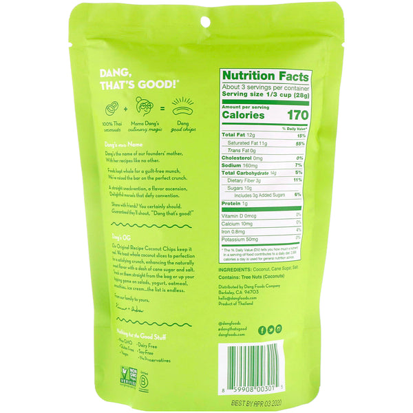 Dang, Coconut Chips, 3.17 oz (90 g) - The Supplement Shop