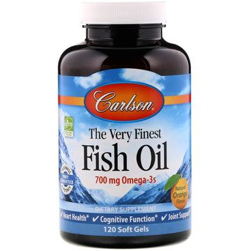 Carlson Labs, The Very Finest Fish Oil, Natural Orange Flavor, 700 mg, 120 Soft Gels