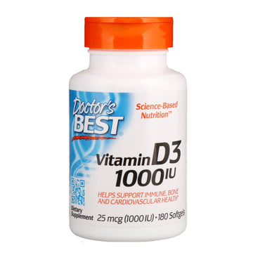 Doctor's Best, Vitamin D3, 25 mcg (1,000 IU), 180 Softgels