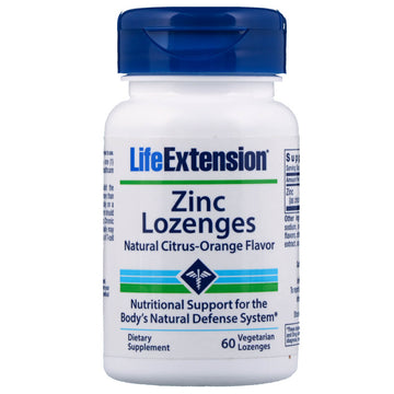 Life Extension, Zinc Lozenges, Natural Citrus-Orange Flavor, 60 Vegetarian Lozenges