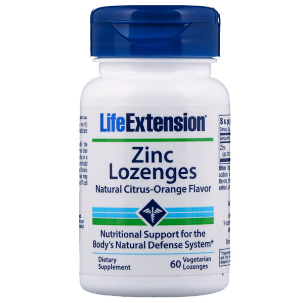 Life Extension, Zinc Lozenges, Natural Citrus-Orange Flavor, 60 Vegetarian Lozenges - The Supplement Shop