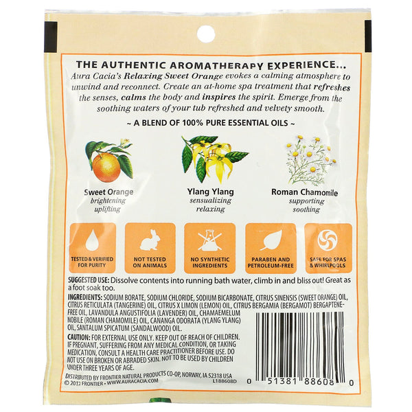 Aura Cacia, Aromatherapy Mineral Bath, Relaxing Sweet Orange, 2.5 oz (70.9 g) - The Supplement Shop