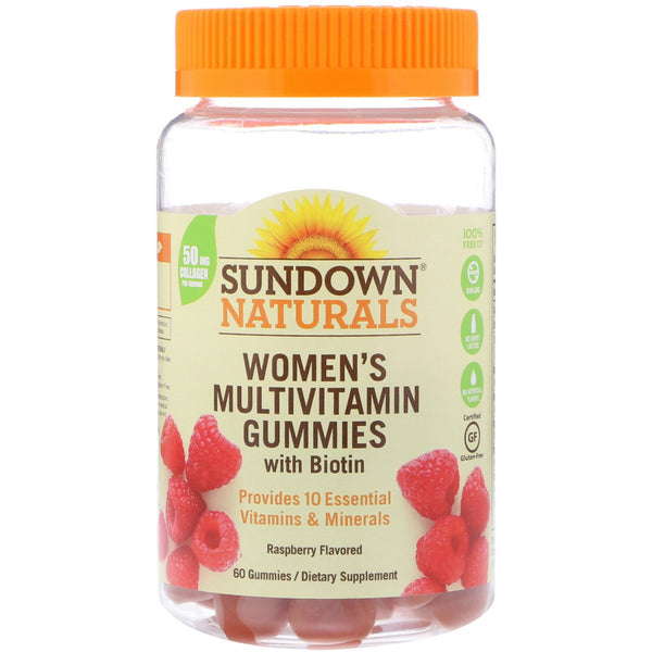 Sundown Naturals, Women's Multivitamin Gummies with Biotin, Raspberry Flavored, 60 Gummies - The Supplement Shop