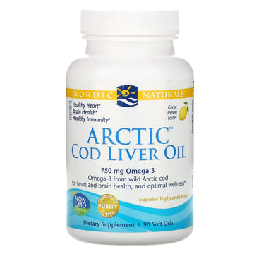 Nordic Naturals, Arctic Cod Liver Oil, Lemon, 1000 mg, 90 Soft Gels