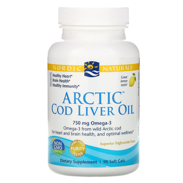 Nordic Naturals, Arctic Cod Liver Oil, Lemon, 1000 mg, 90 Soft Gels - The Supplement Shop