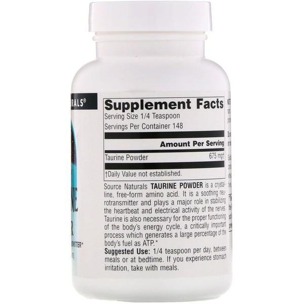 Source Naturals, Taurine Powder, 3.53 oz (100 g) - The Supplement Shop