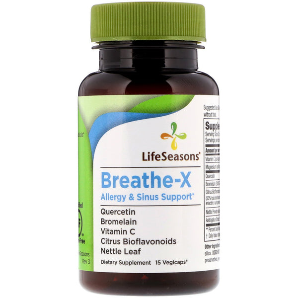 LifeSeasons, Breathe-X, Allergy & Sinus Support, 15 Vegicaps - The Supplement Shop