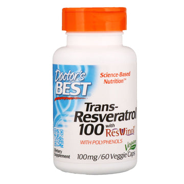 Doctor's Best, Trans-Resveratrol with Resvinol, 100 mg, 60 Veggie Caps