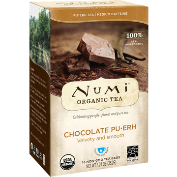 Numi Tea, Organic Tea, Pu-Erh Tea, Chocolate Pu-Erh, 16 Tea Bags, 1.24 oz (35.2 g)