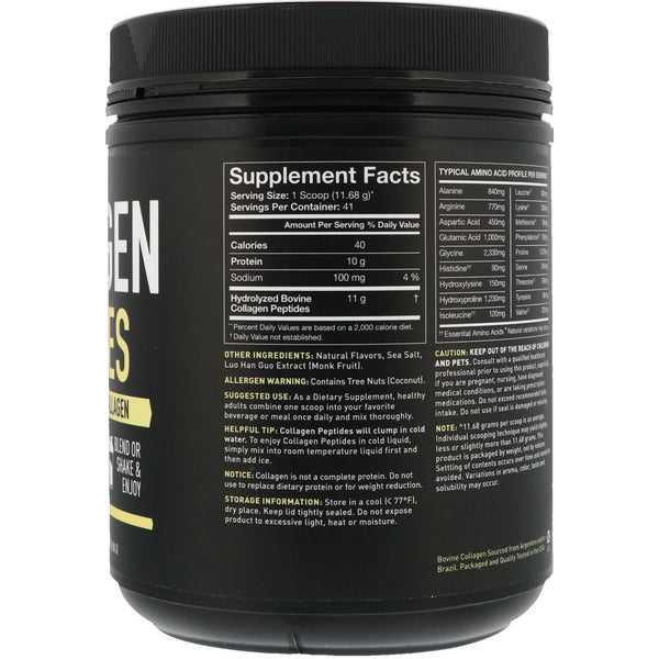 Sports Research, Collagen Peptides, Hydrolyzed Type I & III Collagen, Vanilla Bean, 16.89 oz (478.88 g) - The Supplement Shop