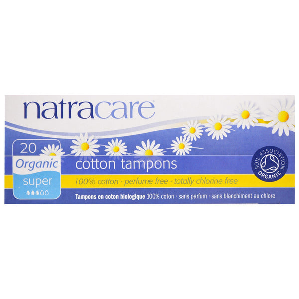 Natracare, Organic Cotton Tampons, Super, 20 Tampons - The Supplement Shop