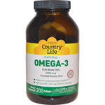 Country Life, Natural Omega-3, 1,000 mg, 200 Softgels - The Supplement Shop