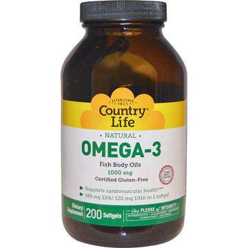 Country Life, Natural Omega-3, 1,000 mg, 200 Softgels